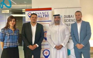 The agreement was signed by Marwan Abdulaziz Janahi Managing Director of DSP Sahar Samara Managing Director of OPEN Health Dubai Thom Soutter Business Development Director at Synapse Medical Services and Marcus Corander Managing Director of Connect Communications